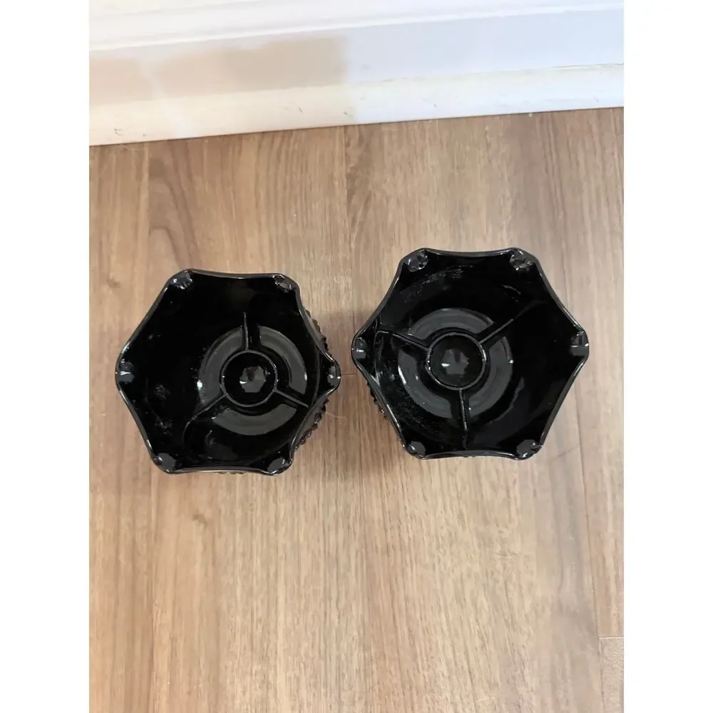 Vintage Indiana Tiara Set of 2 Cameo Black Diamond Point Candle Holders